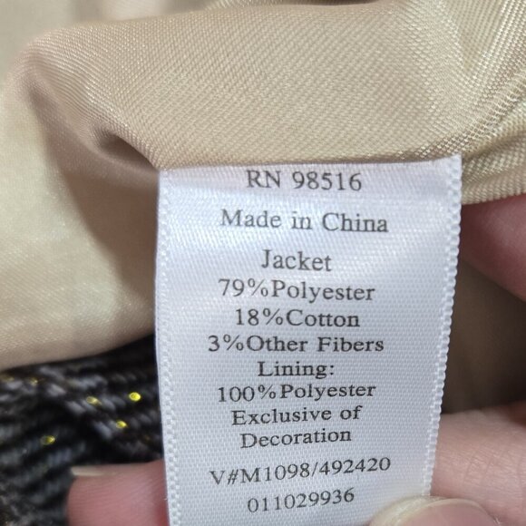 Coldwater Creek Brown Gray Herringbone Metallic Blazer Academia Preppy - Picture 8 of 9